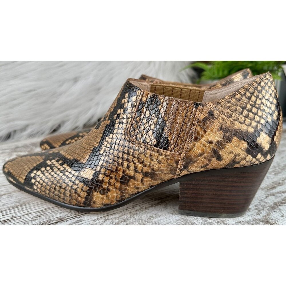 J.CREW Piper Ankle Boots Women’s 8.5 Snake Embossed Italian‎ Leather Block Heel - Picture 5 of 11